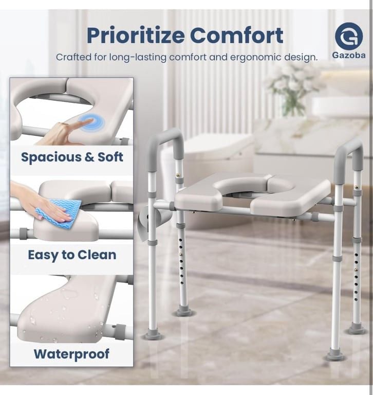 Raised Toilet Seat with Handles - Adjustable Elevated Toilet Seat Riser, 400 lbs Toilet Seat Riser for Seniors, Handicap and Disabled, Fit Any Toilet 2