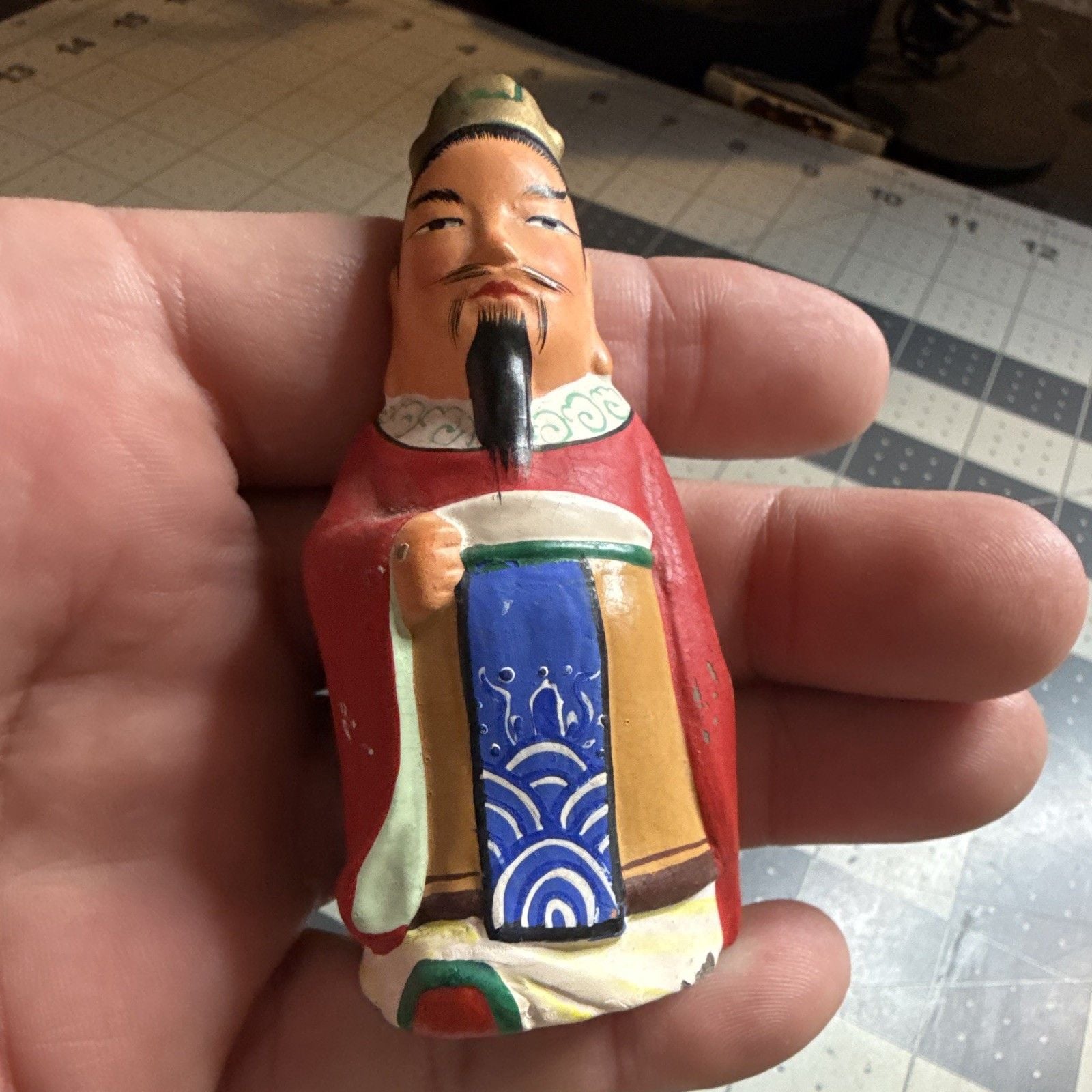 Chinese Hand-Painted Figurine Statue Set Lot of 3 10