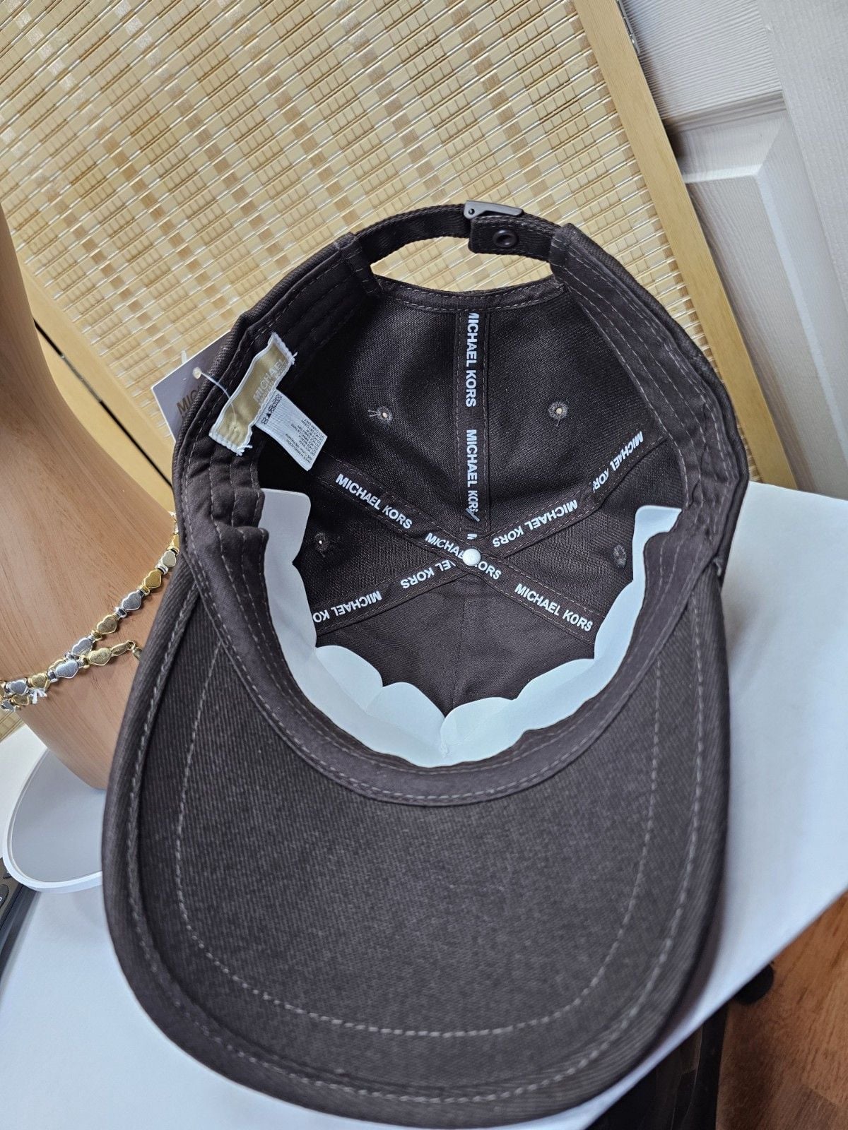Michael Kors Chocolate MK Monogram Brim Baseball Cap One Size NWT 7