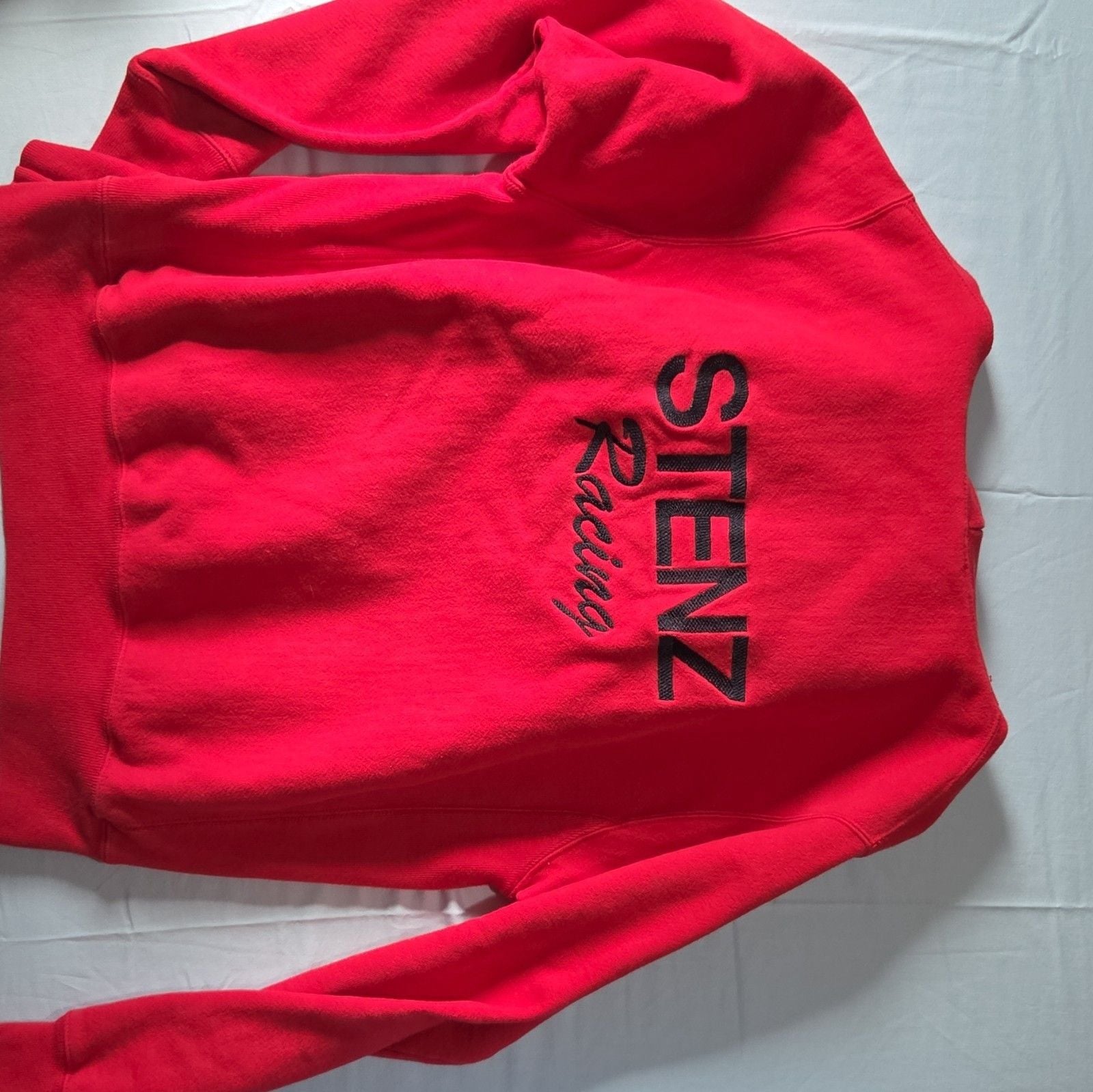 Champion Reverse Weave Red Pullover Hoodie M Fleece Pocket STENZ Racing Logo 7