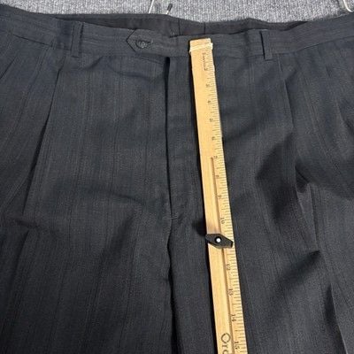 Vintage Christian Dior Suit Mens 46L 44x32 Charcoal Gray Pinstripe Wool 2 Piece 22