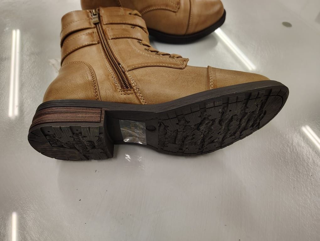 Women's Tan Faux Leather Lace-Up Ankle Boots 3