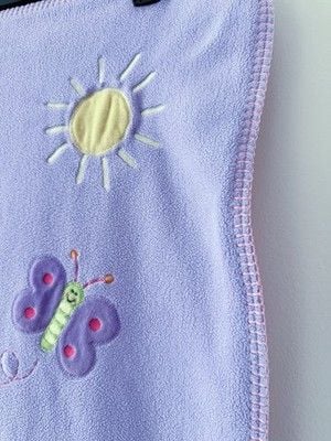 Vintage Okie Dokie Baby Girl Fleece Blanket Butterfly Ladybug Pink Purple 3