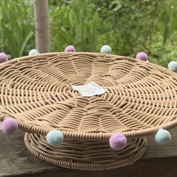12 in Faux Rattan Cake Cupcake Pedestal Treat Stand Wicker  Pastel Wedding,Party