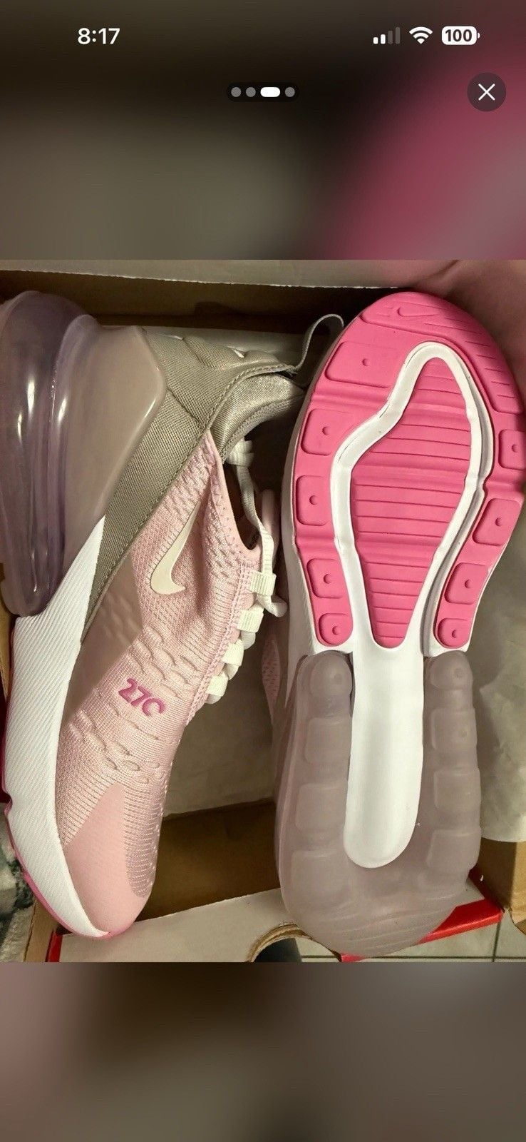 Nike Air Max 270 Women’s Low Top Sneakers Pink White Gray Defects 4