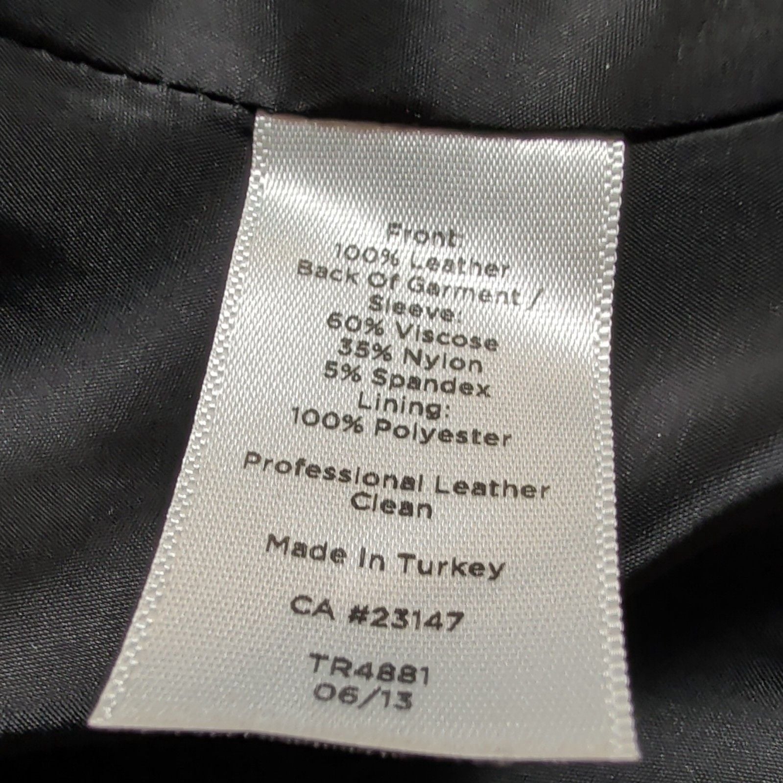 Talbots Petites Womens Black Leather Zip Front Jacket Collared Pockets 8P 12