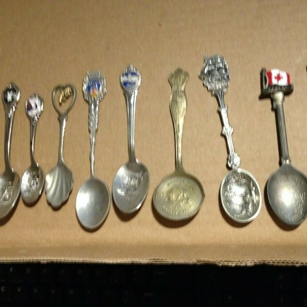 10 Assorted Souvenir Spoon Collection including Silver Plated "FREE SHIPPING"