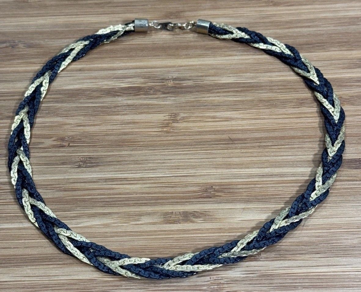 Black Gold Braided Metal Necklace Egyptian Greek Goddess Cleopatra Halloween 2
