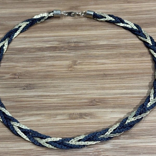 Black Gold Braided Metal Necklace Egyptian Greek Goddess Cleopatra Halloween