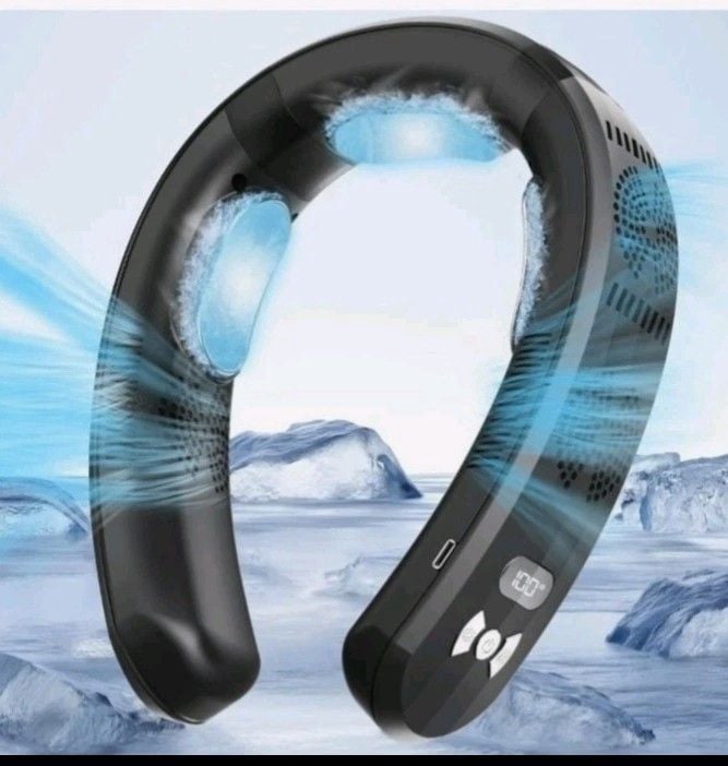 Portable Neck Air Conditioner Fan 3 Cooling Plates Rechargeable 6000mAh Black 1