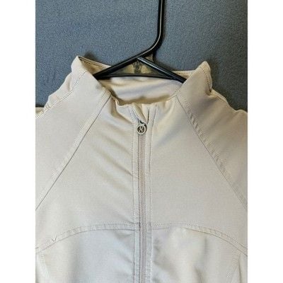 Layer 8 Track Jacket Womens Small Tan Qwick-Dry Full Zip Thumbholes Athleisure 5