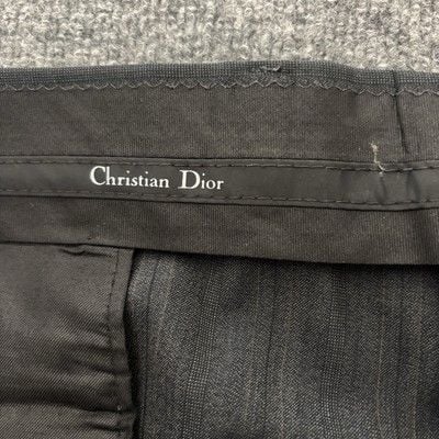 Vintage Christian Dior Suit Mens 46L 44x32 Charcoal Gray Pinstripe Wool 2 Piece 17