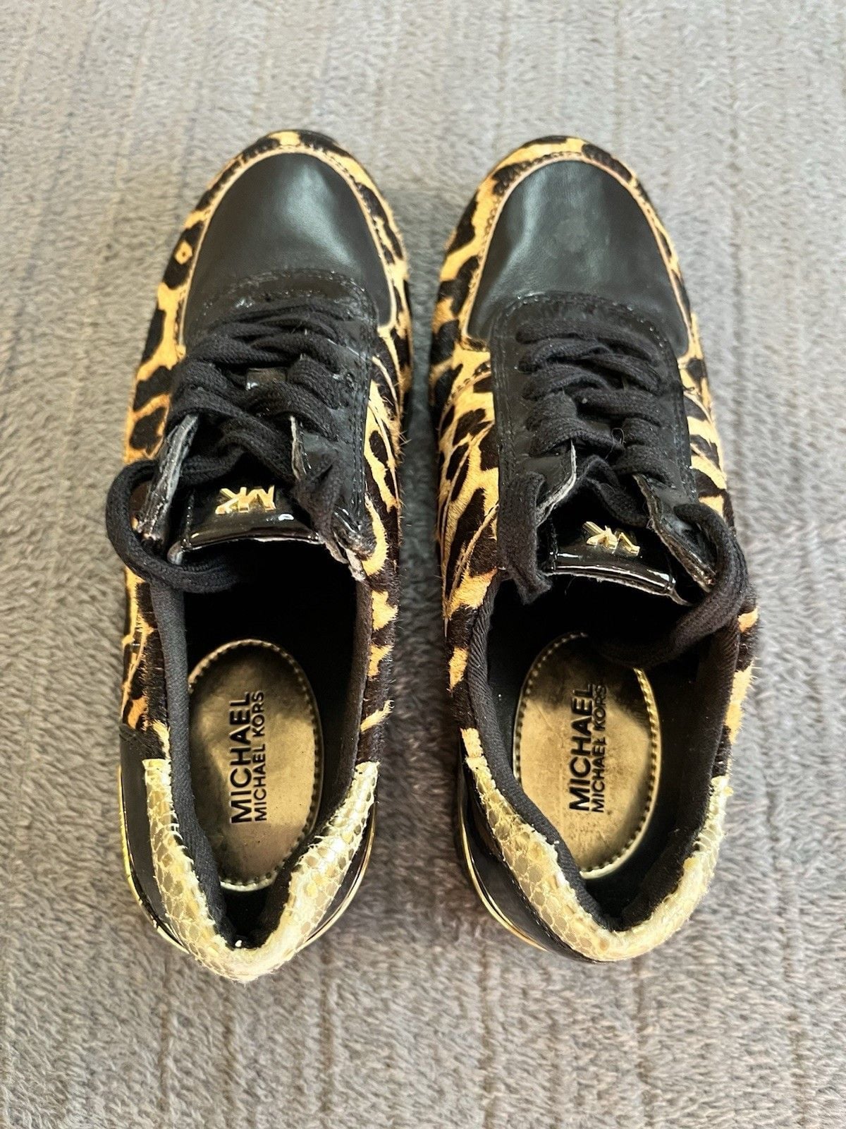 Women’s Michael Kors Trainer Sneakers Leopard Print Calf Hair Size 5.5 7