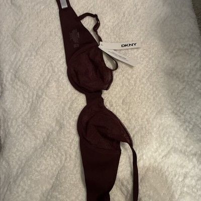 36D DKNY Womens Burgundy Lace Lined Underwire Back Closure Demi Bra A340 7