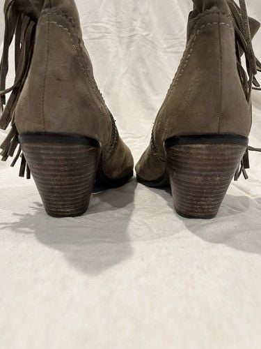 Sam Edelman Womens Louie Taupe Suede Zip Up Fringe Ankle Boots Size 8.5M 11