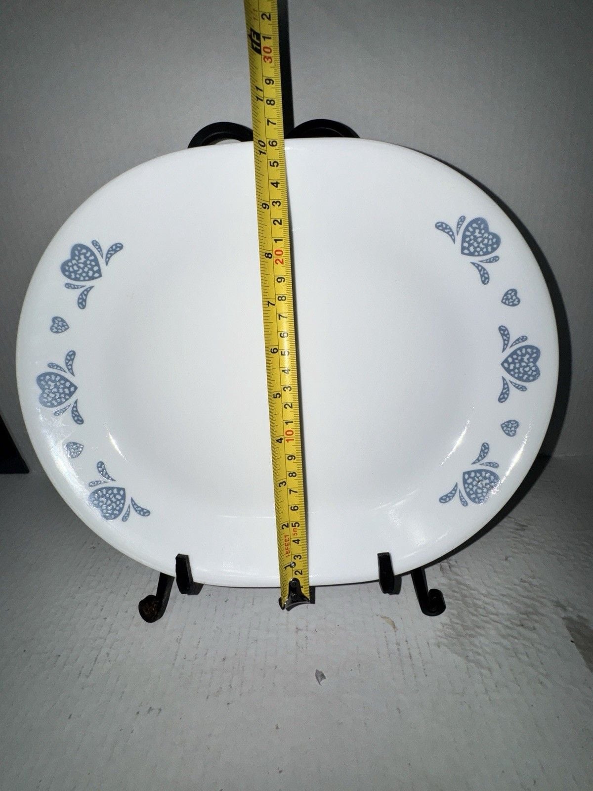 CORNING CORELLE BLUE HEARTS SPONGED 10" X 12 1/4" OVAL SERVING PLATTER 3