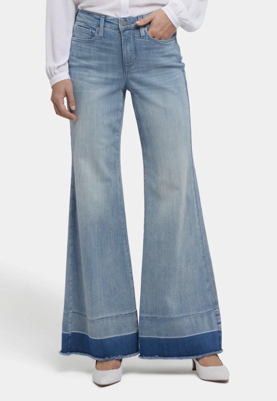 Mia Frayed Shadow Hem Wide Leg Palazzo Jeans NYDJ , size 8 2
