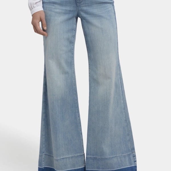 Mia Frayed Shadow Hem Wide Leg Palazzo Jeans NYDJ , size 8