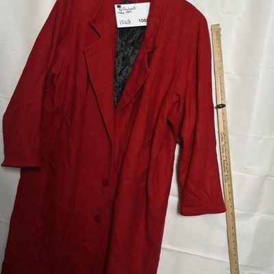 Vintage Billycoat Wool Coat Womens 1X Red Long Overcoat Button Front USA 11