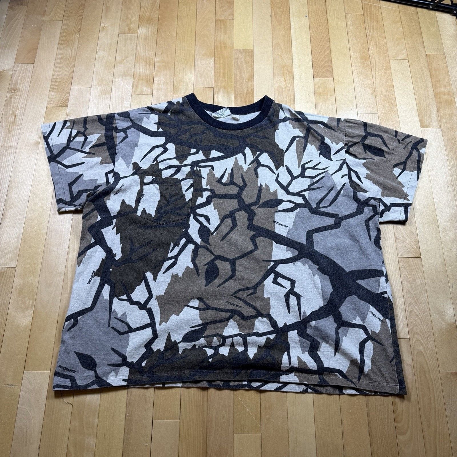 Vintage Predator Camo Shirt XXXL 3XL USA Single Stitch Pocket All Over Print 3