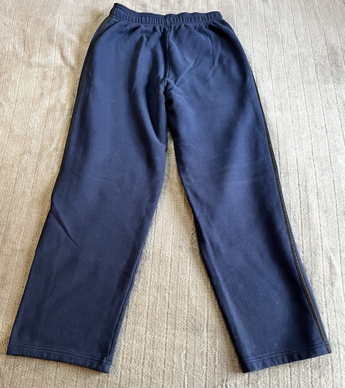Adidas Adults Small Blue/Black Sweatpants Joggers Fleece 3-Stripe 9