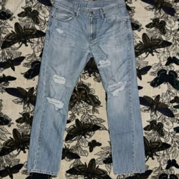 Distressed Levi's 511 Slim Fit 33x30 Blue Jeans