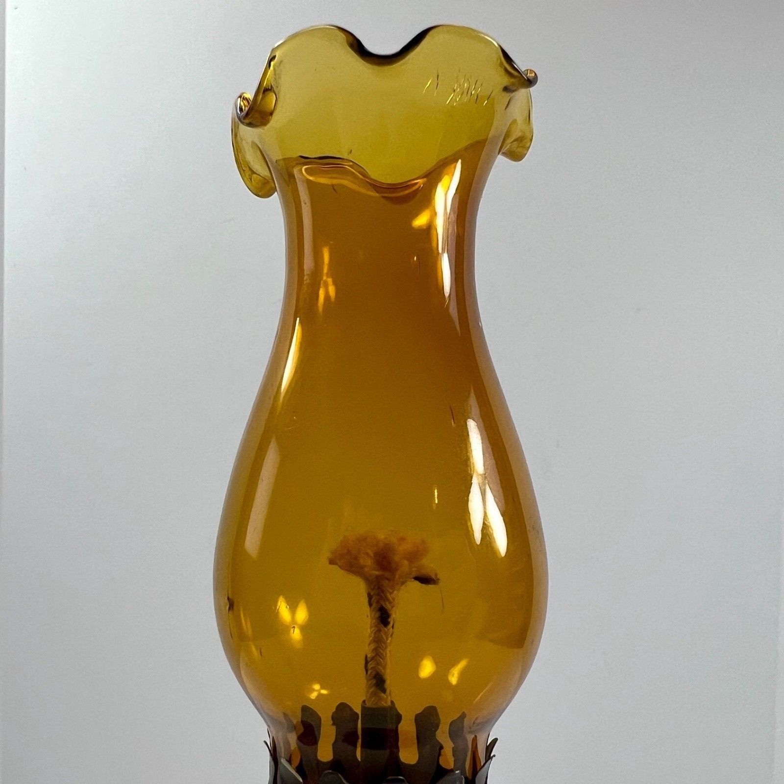 Vintage Chap Stick 1976 Amber Glass Mini Oil Lamp "The Last Supper" Hong Kong 10