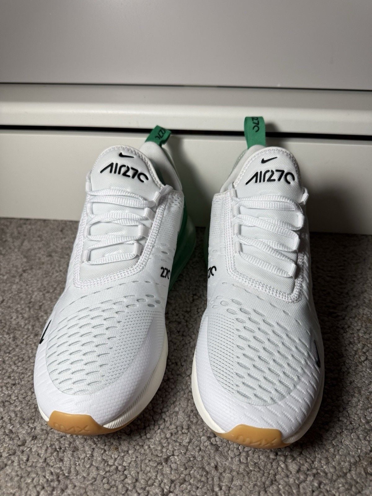 Nike Air Max 270 Low Top Lace-Up Sneakers Mesh White/Green/Black AH6789-125 3