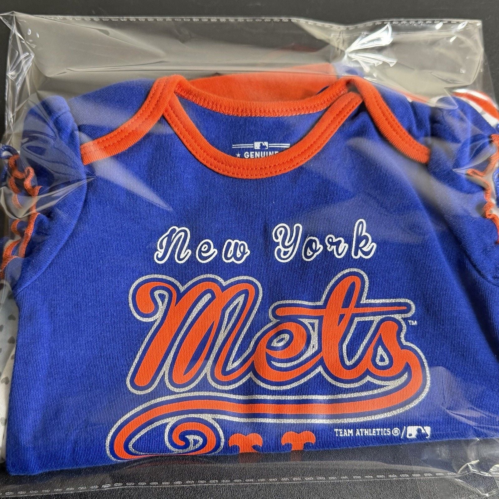 MLB Genuine Merchandise New York Mets Logo Bodysuit 3-Piece Set 0-3M 8
