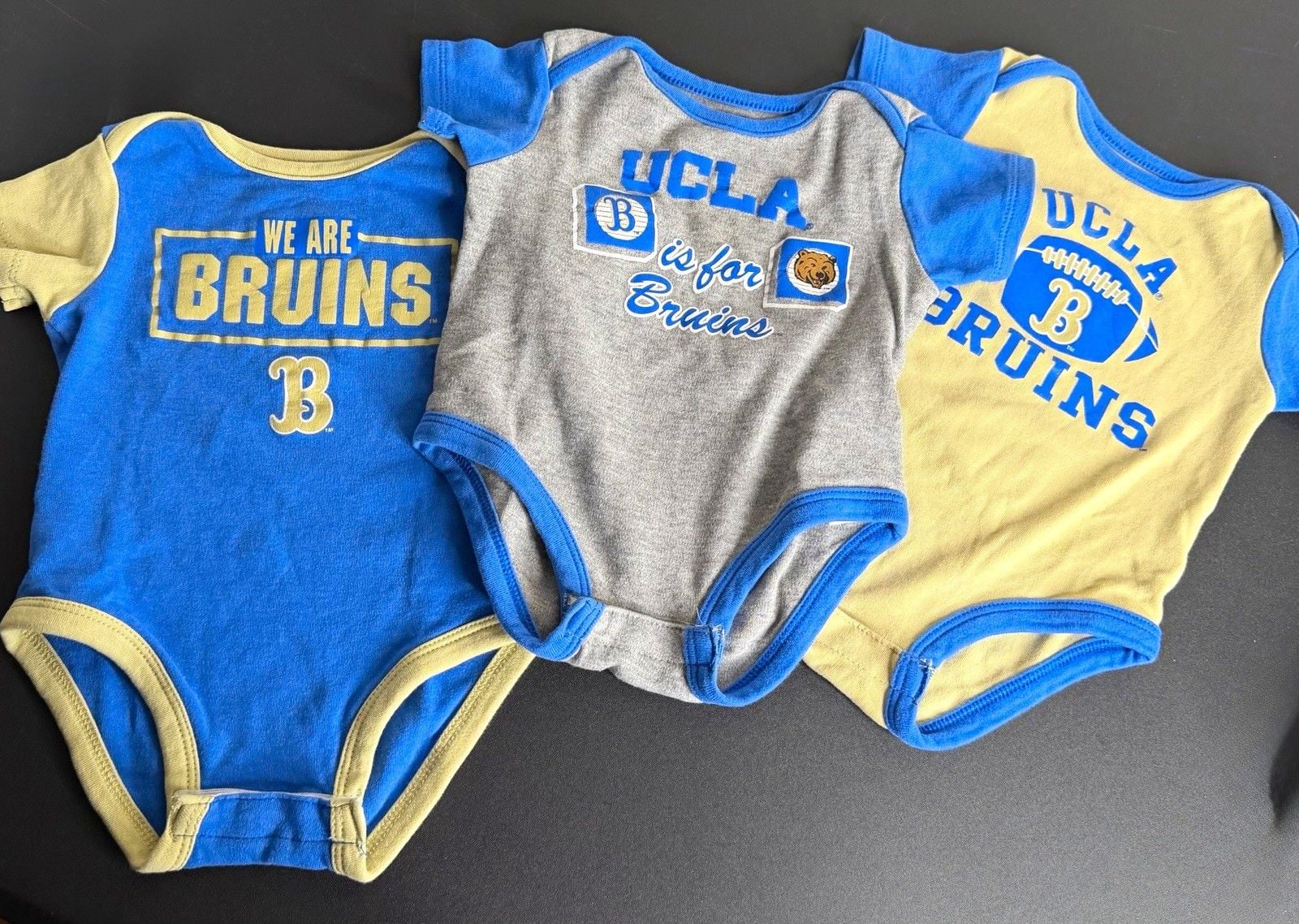Team Athletics UCLA Bruins 3-Pack Baby Bodysuits 3-6M Blue Gray 1