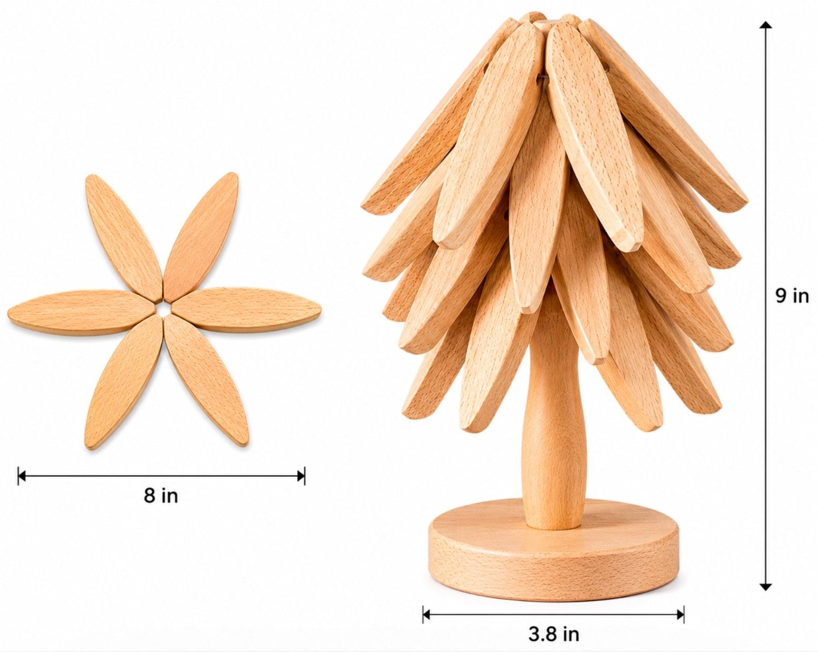 3 Wooden Trivets for Hot Dishes, Tree Shape,Natural Wood~Tabletop Decor Bedrooms 3