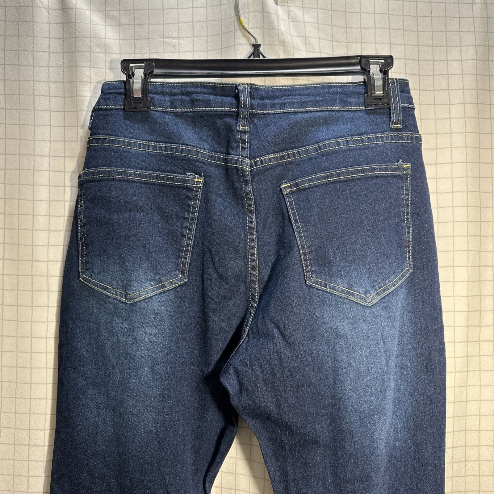 Casual Jeans Medium Adult Blue Denim Flared Distressed Hem Dark Wash Womens Y2K 11