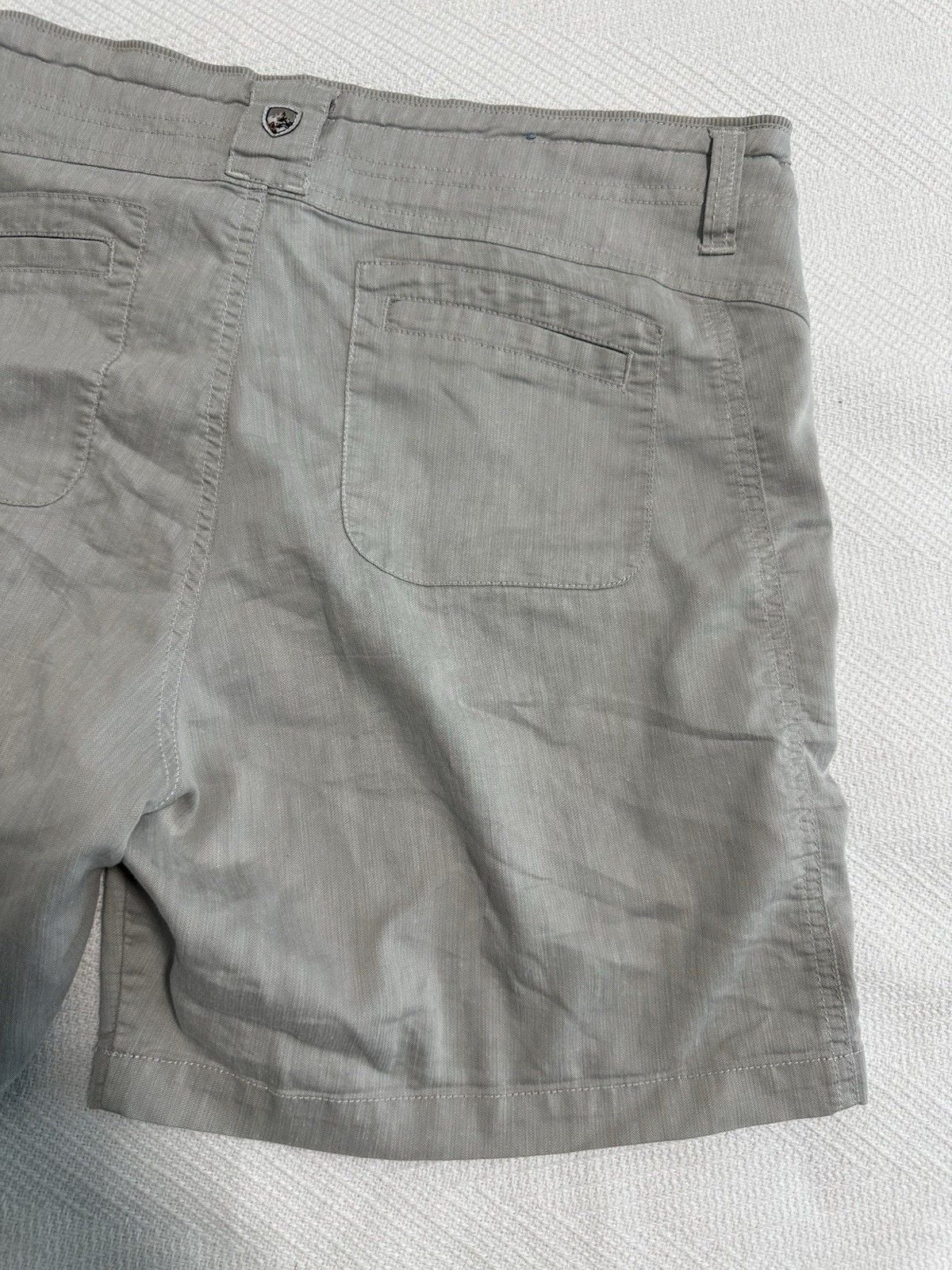 Kuhl Cabo Shorts Gray Cotton Linen Blend Hiking Hidden Drawsting Waist Size 12 12