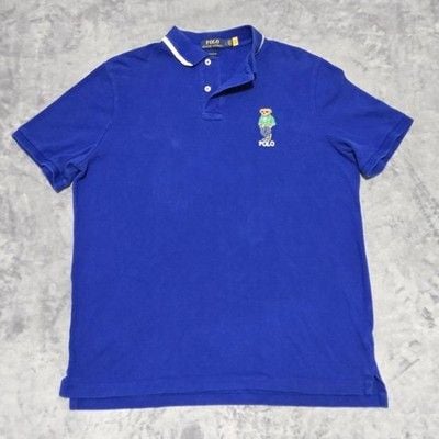 POLO Ralph Lauren Polo Bear Logo Men's Royal Blue Preppy Classic Fit Polo Size L 2