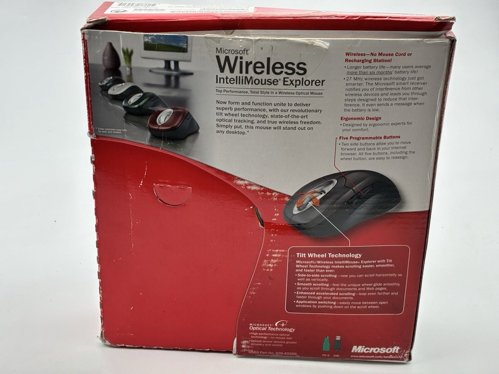 Microsoft Wireless IntelliMouse Explorer Optical Mouse New Open Box Vintage 2