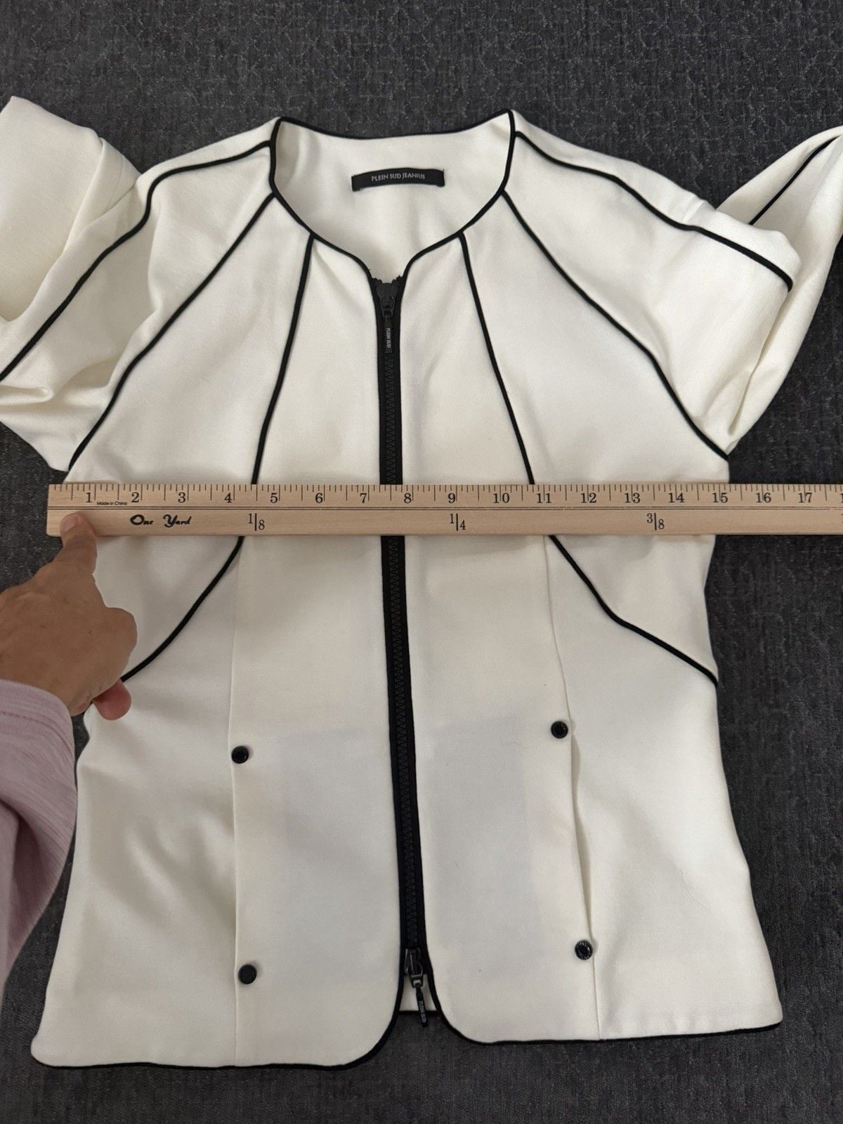 PLEIN SUD JEANIUS White/Black Piped Zip Jacket & Skirt 2pc Set US 4 17