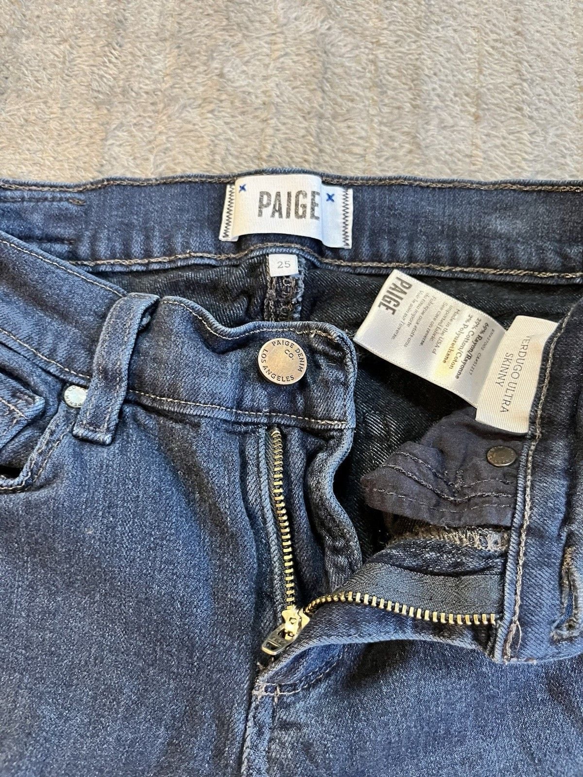 Women’s PAIGE Verdugo Ultra Skinny Jeans Dark Blue Denim Size 25 Rocker Slim 5