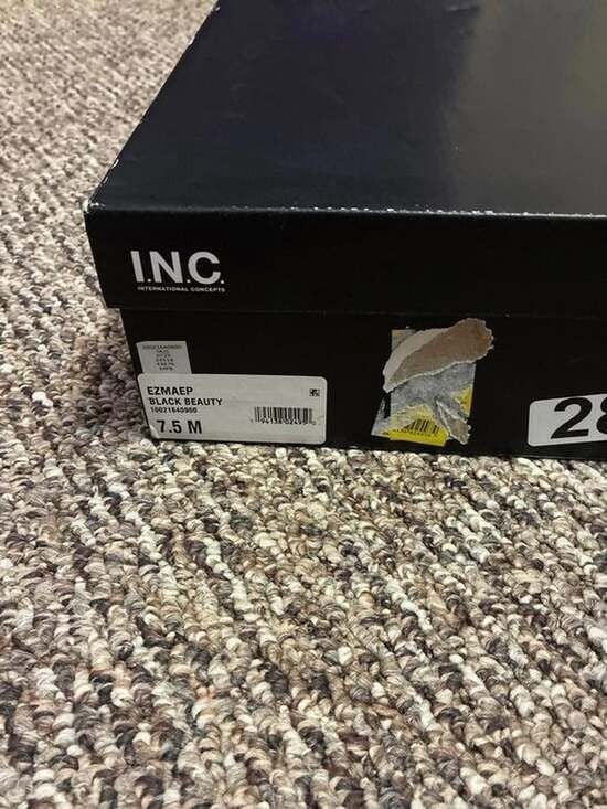 Women’s sz 7.5 new in box black gold studded zip up heeled boots I. N. C. 5