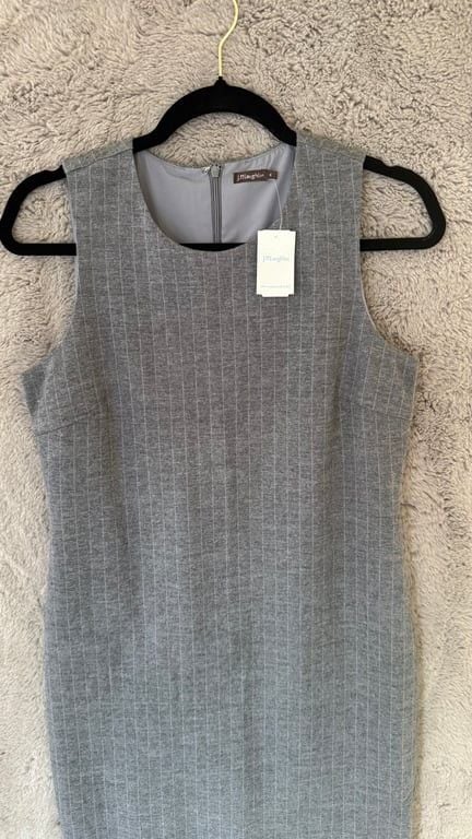 NWT J. McLaughlin Murphy Dress Grey Pinstripe Size 4 Wool Career Office $238 8