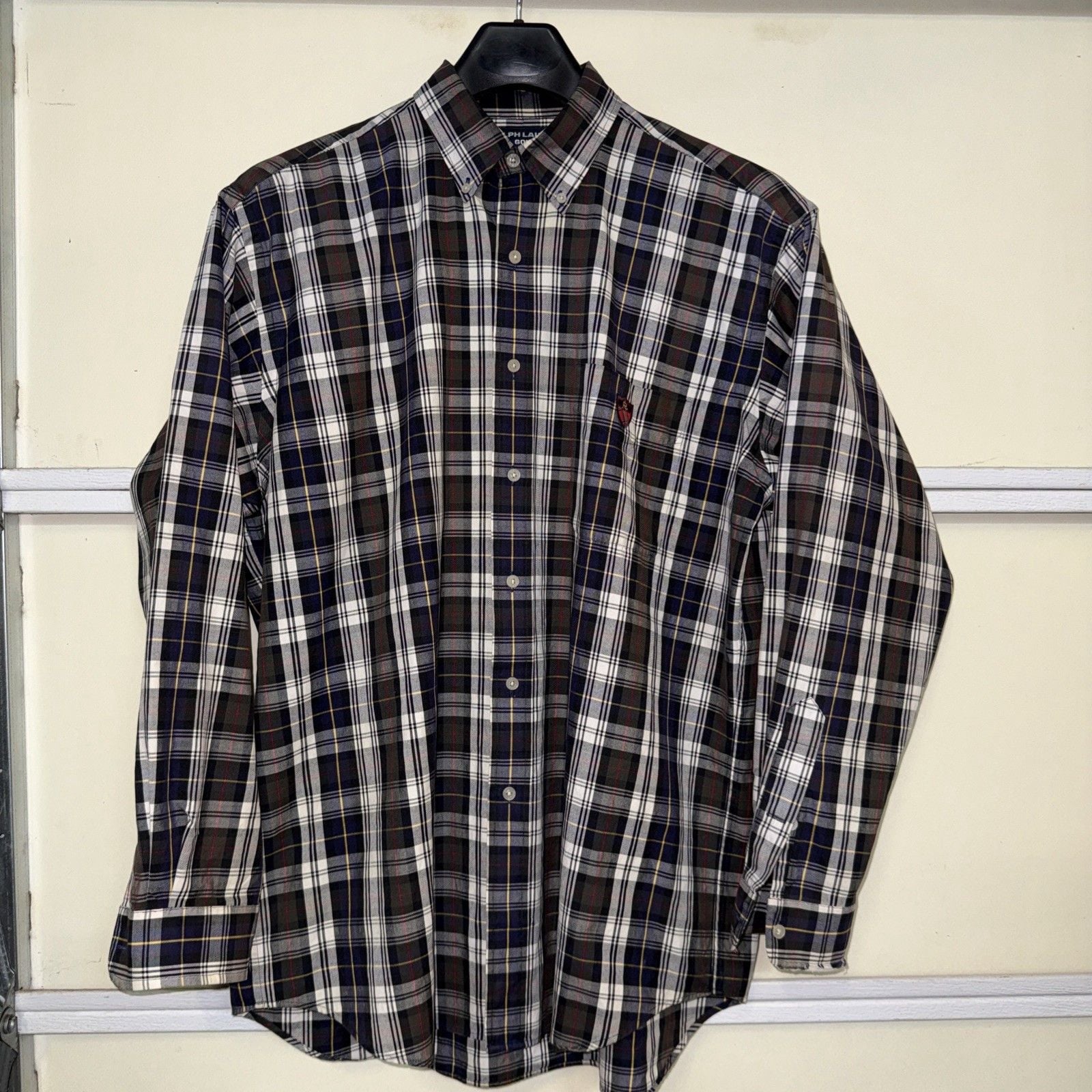 POLO RALPH LAUREN Shirt | Long Sleeve Blue RED YELLOW WHITE PL AID Stripe | L 2