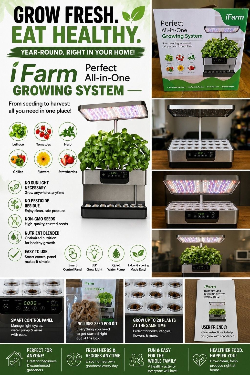 IFARM Perfect All In One Hydroponic Growing System 28 pods 7