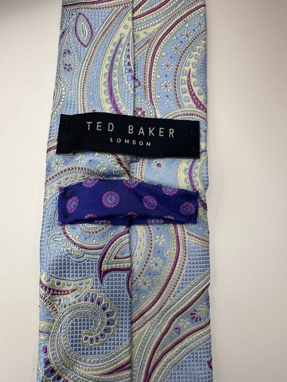 Ted Baker London Light Blue Paisley 100% Silk Neck Tie Designer Preppy USA 3