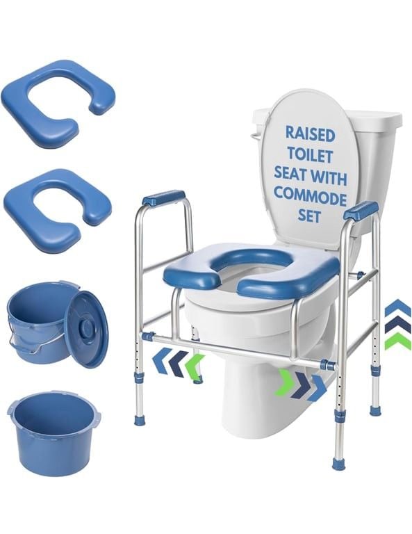 Bedside Commode Chair Portable Potty Toilet Riser Padded Seat 5