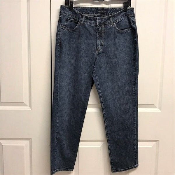 Jean Star Blue Denim Mid Rise 5 Pocket Stretch Crop Jeans Size 10
