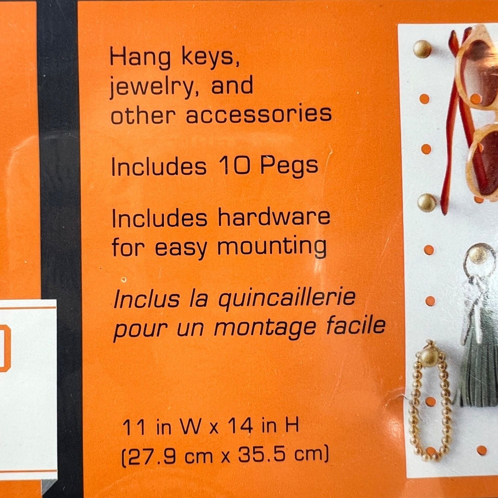 11" x 14" Equip Your Space White Pegboard With 10 Removable Gold Pegs Organize 9