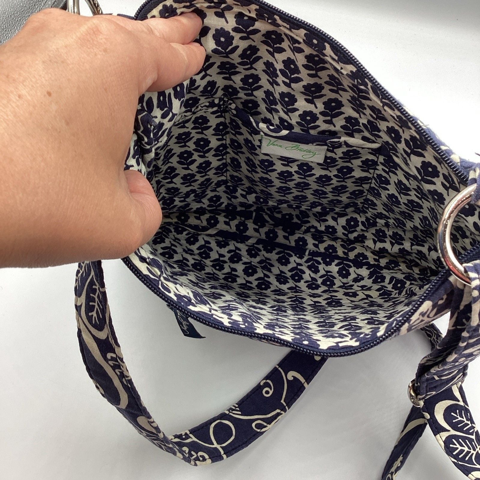 Vera Bradley Hipster Crossbody “Twirly Birds” Navy Blue Retired Pattern 9
