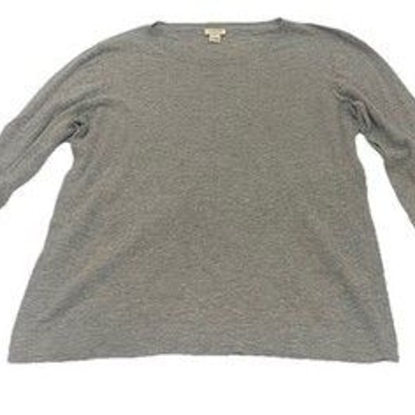J.Crew Mens Gray Long Sleeve Knit Top Size Large Crew Neck Lightweight