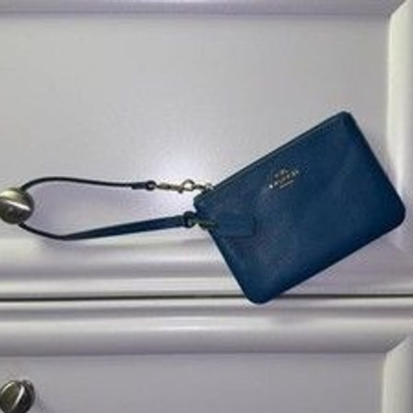 Coach Blue Leather Wristlet