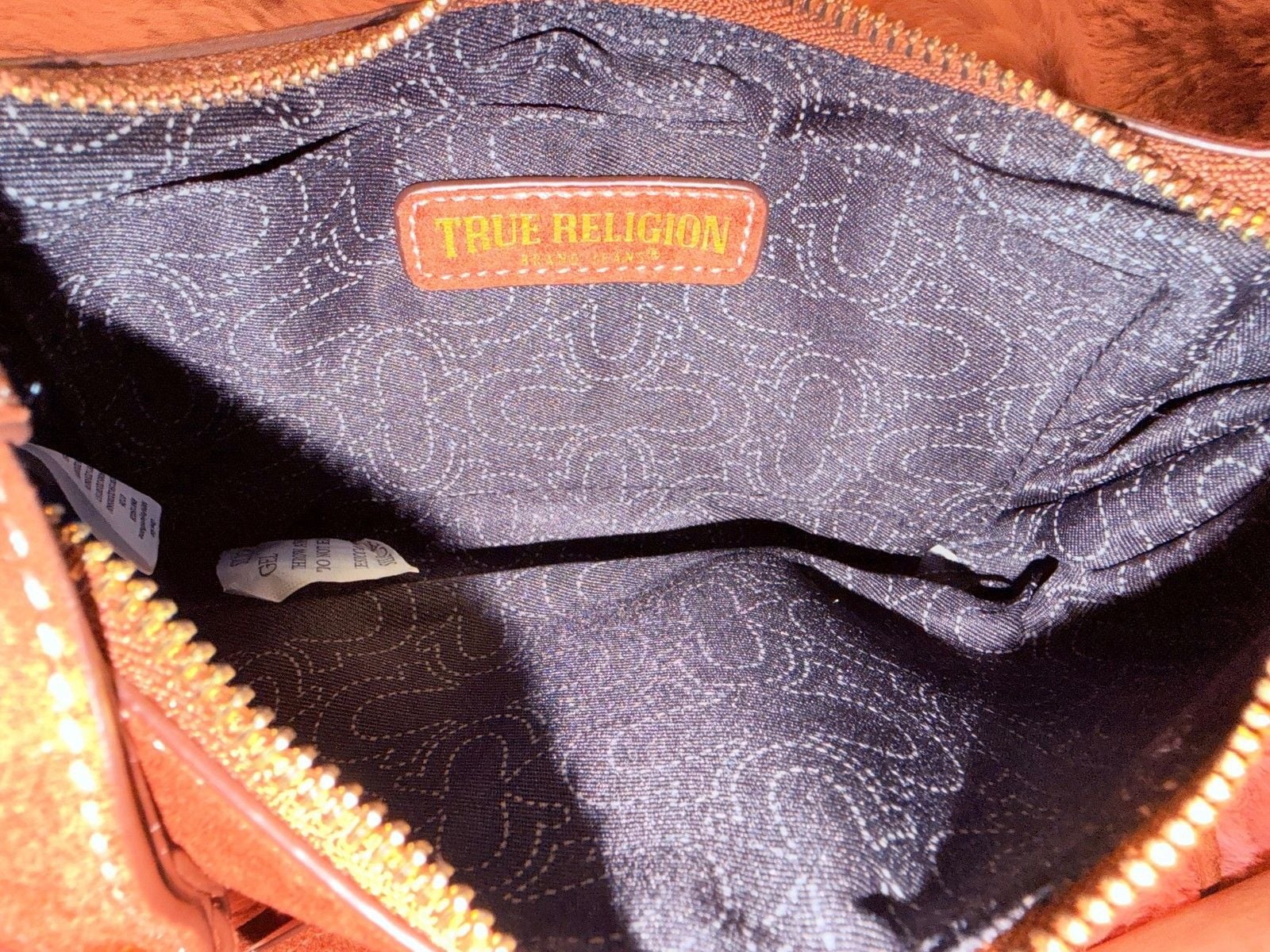True Religion Brown Suede Fringe Shoulder Bag Adjustable Strap 8