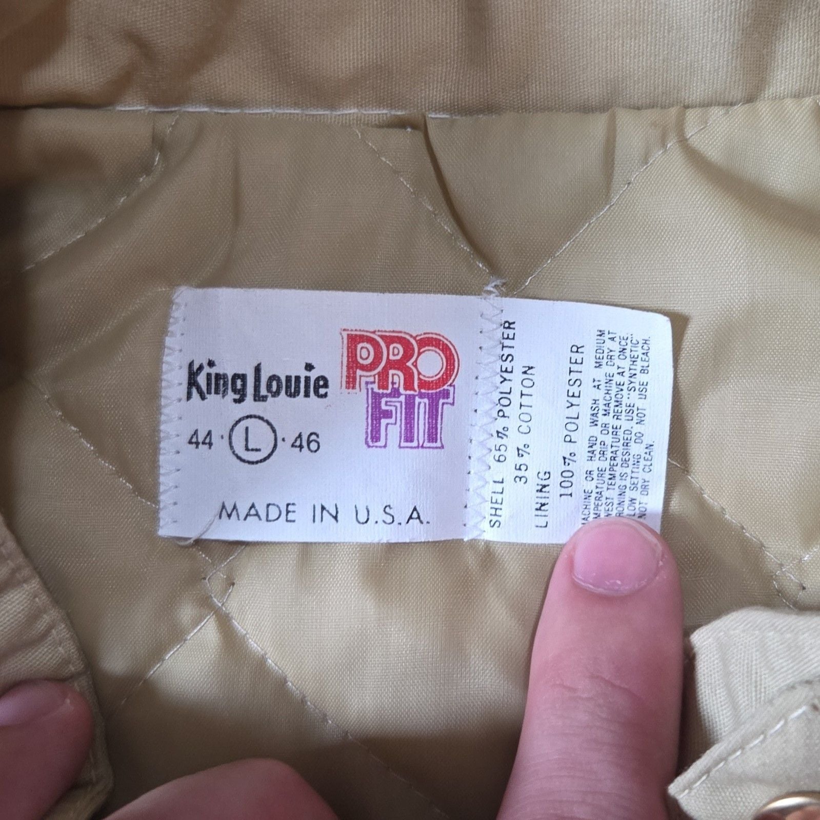 King Louie Beige Lined Bomber Jacket Nutrena Feeds Cow Embroidered Logo Size L 6